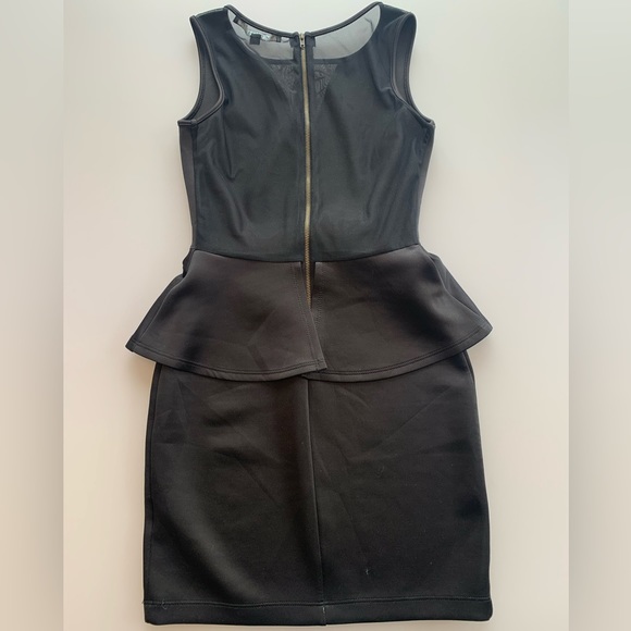 Guess Peplum Mesh Mini Dress in Black | Small - Picture 5 of 6